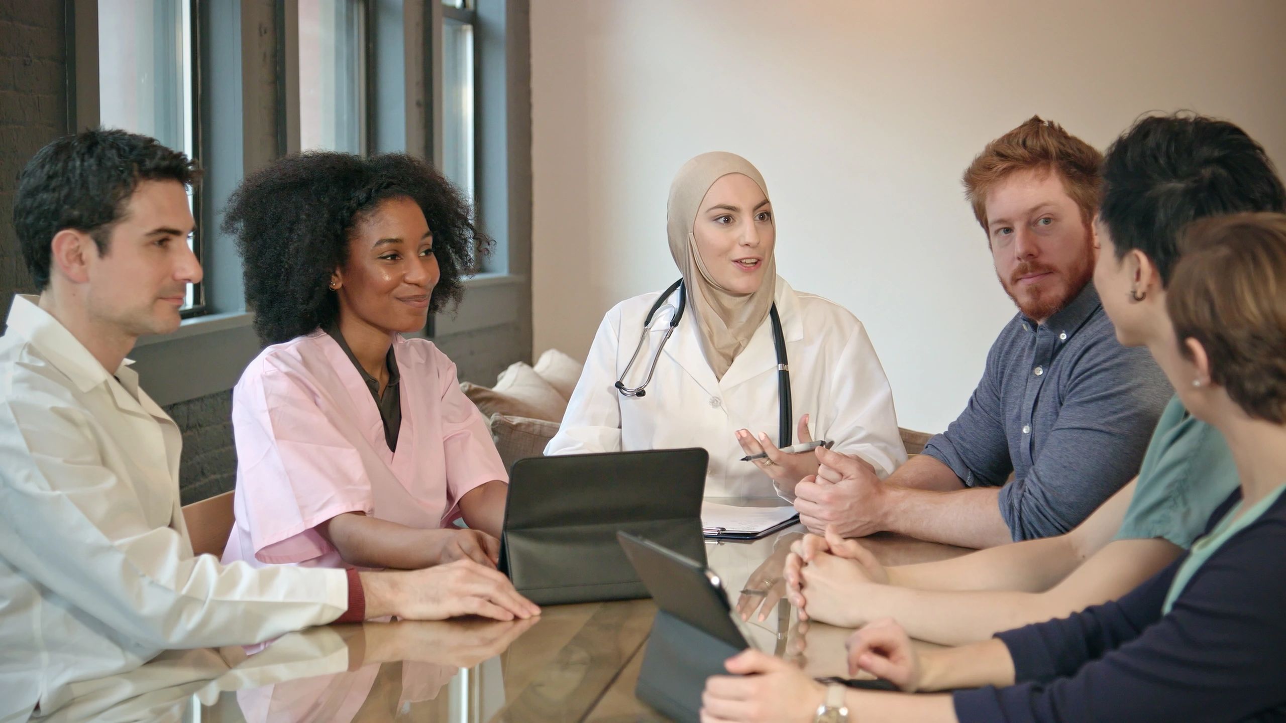 Team of professionals in a collaborative office meeting